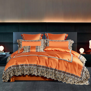 Luxury Orange Purple Europe Chic Soft Hotel Grade Duvet Cover, Egyptian Cotton 1200TC Bedding Set